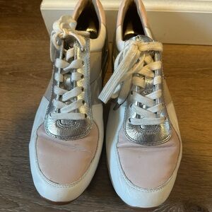 Michael Kors White and Silver Sneakers